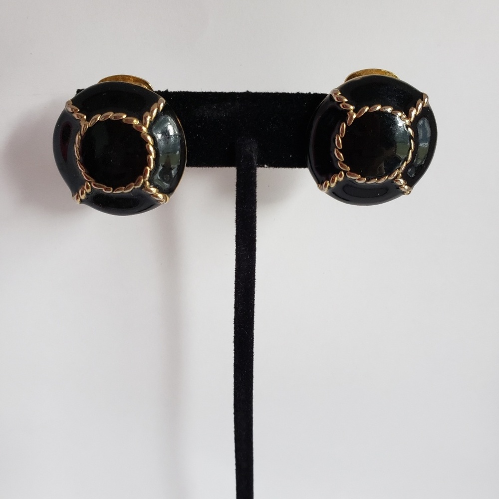 1” Vintage Black & Gold Braided Clip-Ons - Picture 2 of 5